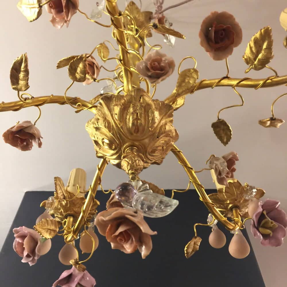 Araña Francesa Rococo 5 Luces - Imperio Antiguedades