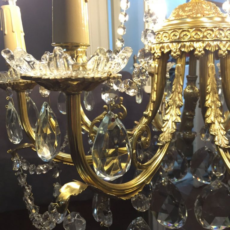 Araña Francesa 8 Luces Caireles de Cristal - Imperio Antiguedades