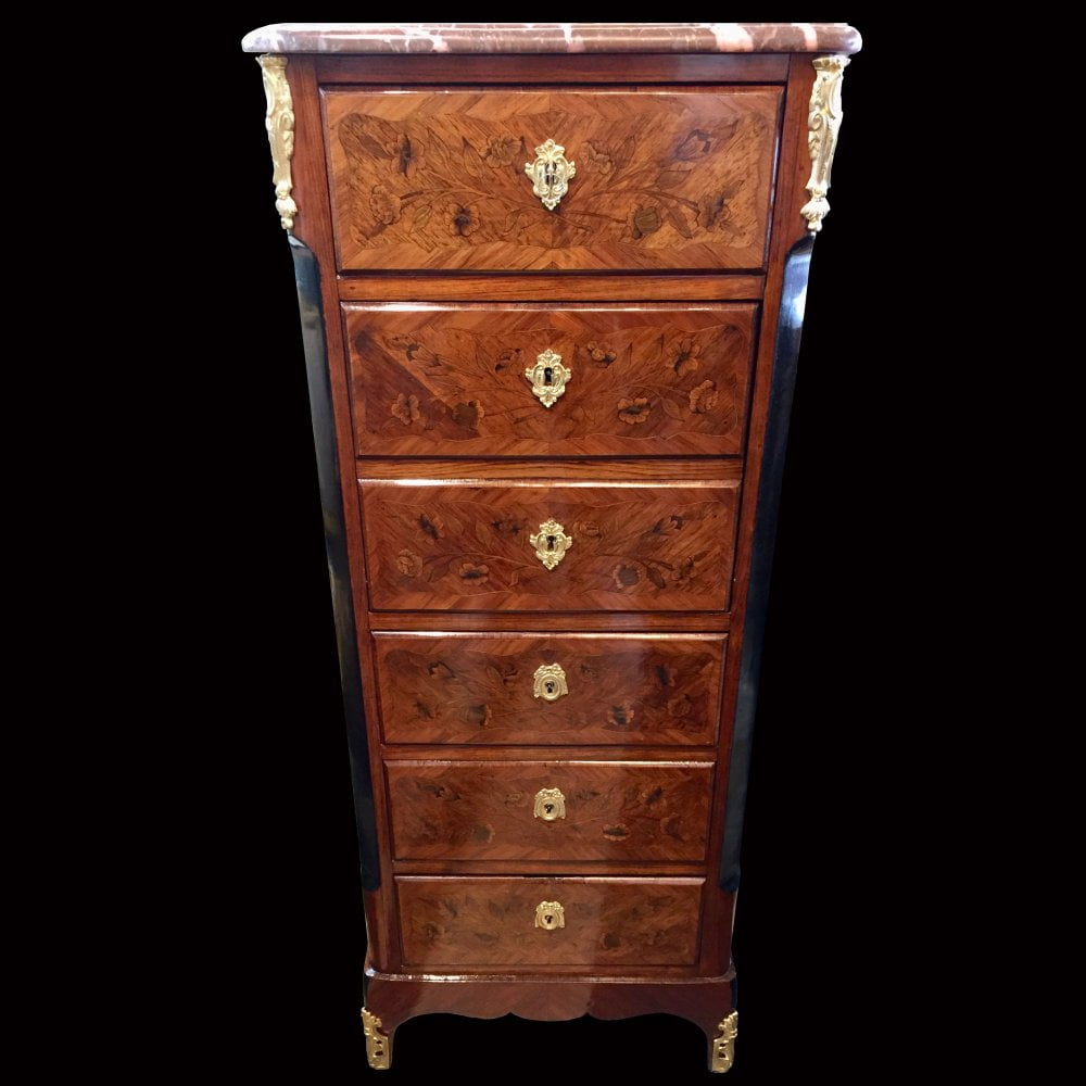 Gabinete Secretaire Luis XV con mármol - Imperio Antiguedades