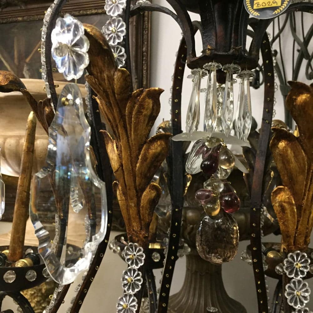 Araña Francesa Jansen en hierro y cristal 8L - Imperio Antiguedades