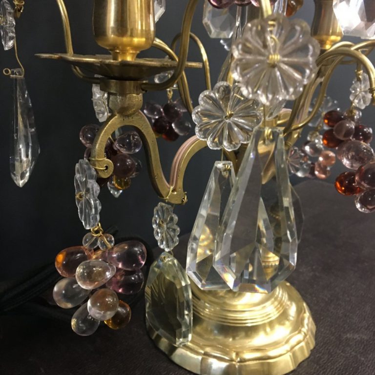 Par de Giraldos Luis XV Bronce y Cristal - Imperio Antiguedades